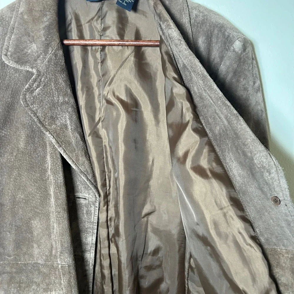 EUC Andrea Viccaro Jacket Suede Blazer Size L Brown Leather Button Front Pocket - Picture 3 of 5